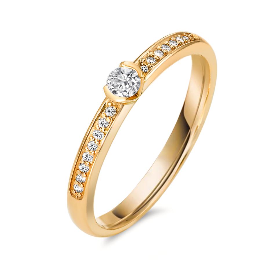 Solitaire ring 18k Yellow Gold Diamond 0.20 ct, 17 Stones, w-si