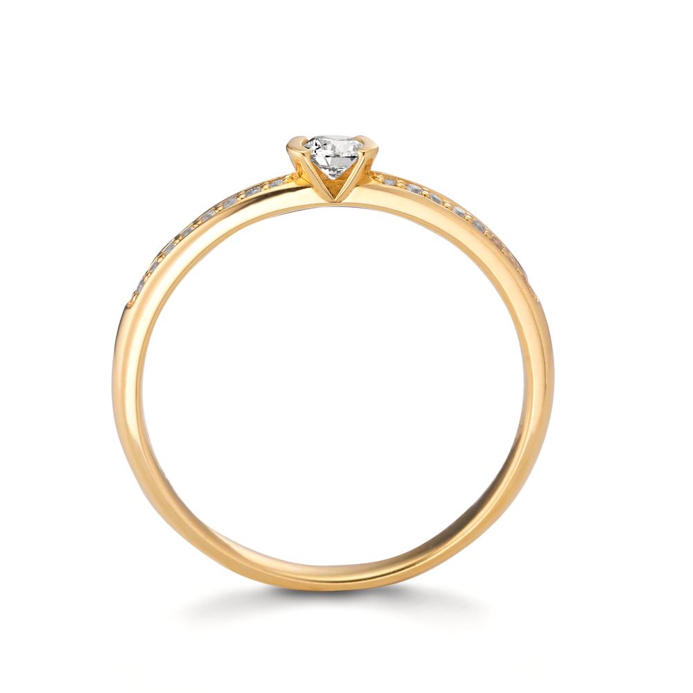 Solitaire ring 18k Yellow Gold Diamond 0.20 ct, 17 Stones, w-si
