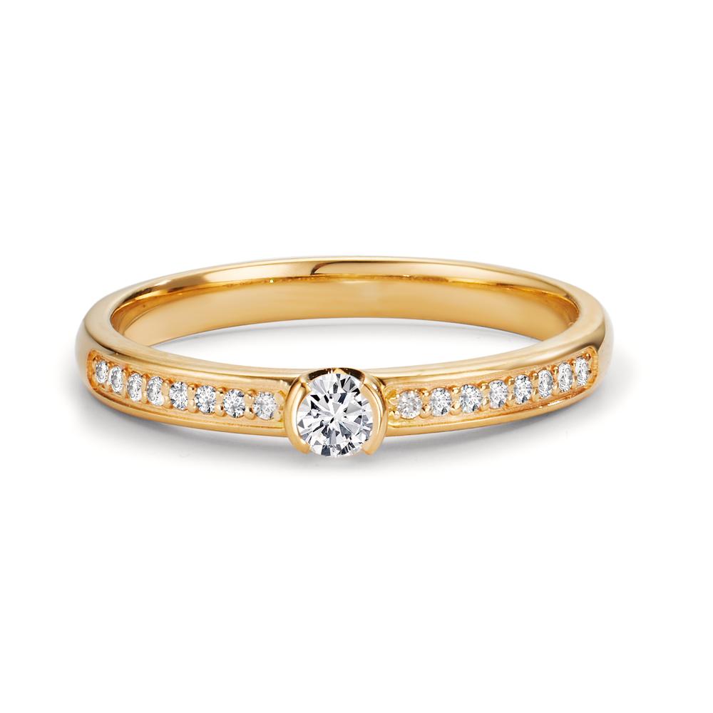 Solitaire ring 18k Yellow Gold Diamond 0.20 ct, 17 Stones, w-si