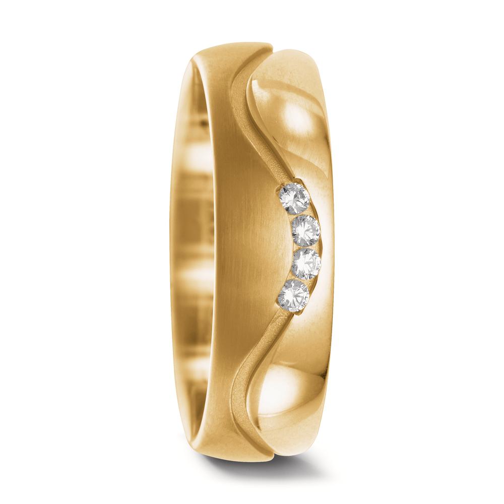 Wedding Ring 18k Yellow Gold Diamond 0.08 ct, 4 Stones, w-si