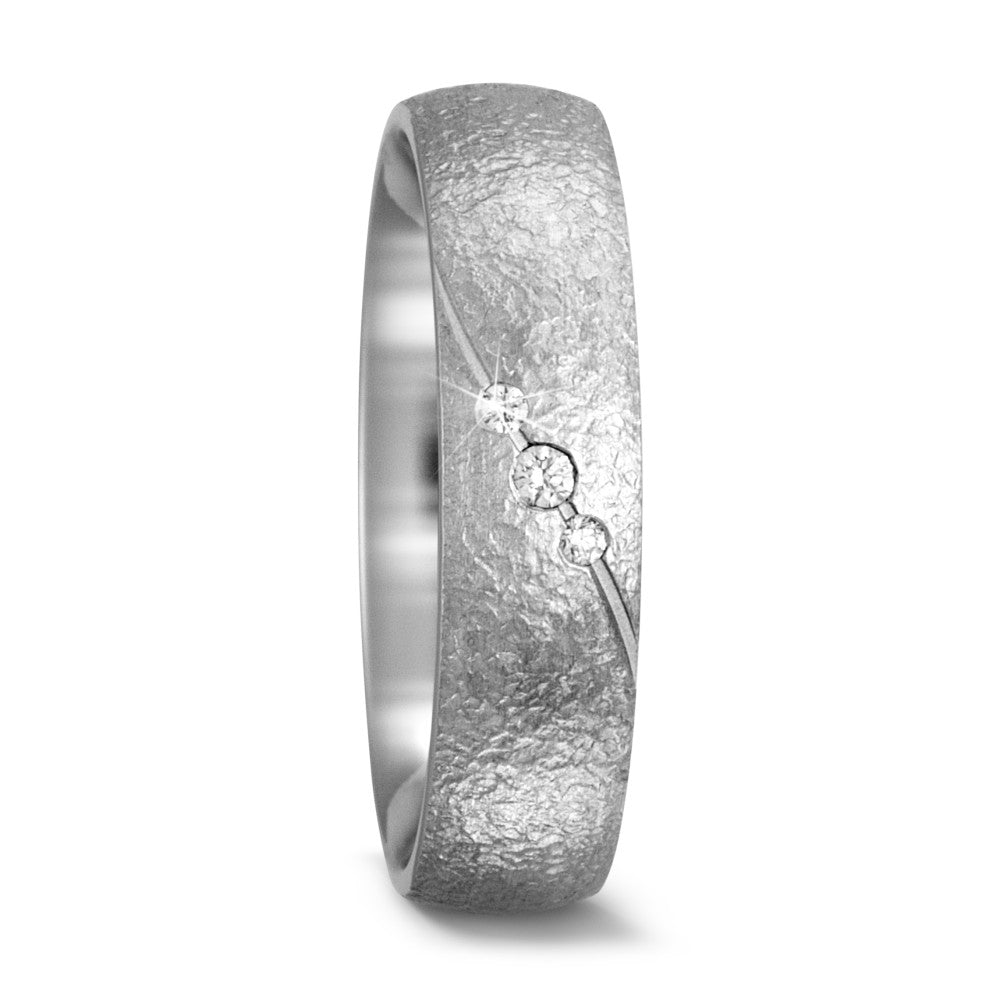 Wedding Ring 18k White Gold Diamond 0.04 ct, 3 Stones, tw-vsi