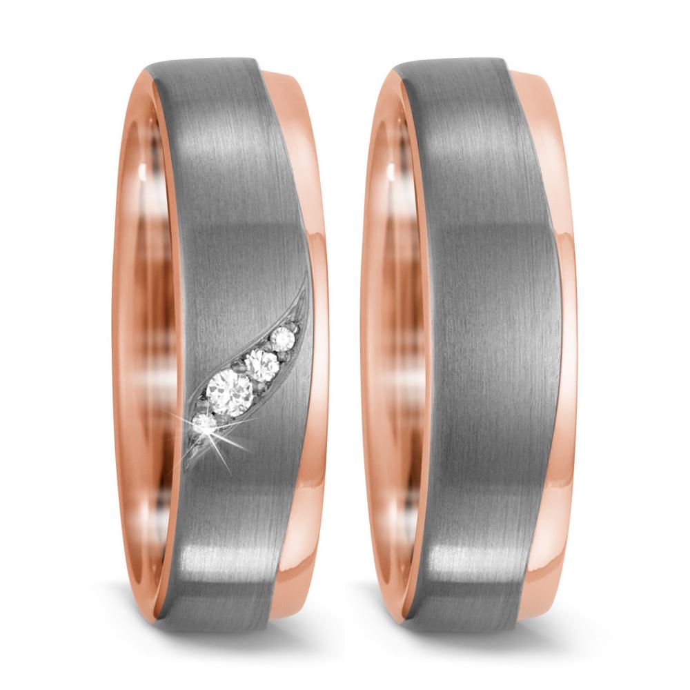 Wedding Ring 18k Red Gold, Palladium 500
