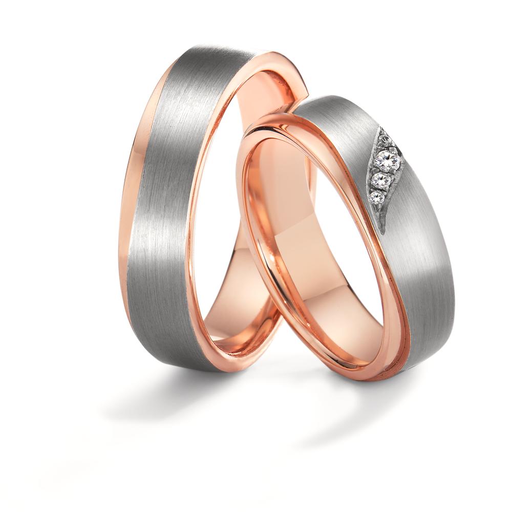 Wedding Ring 18k Red Gold, Palladium 500