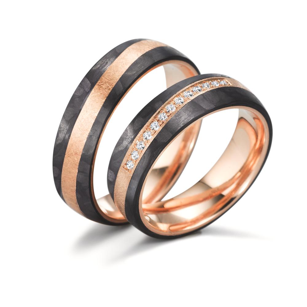 Wedding Ring 14k Rose Gold, Carbon