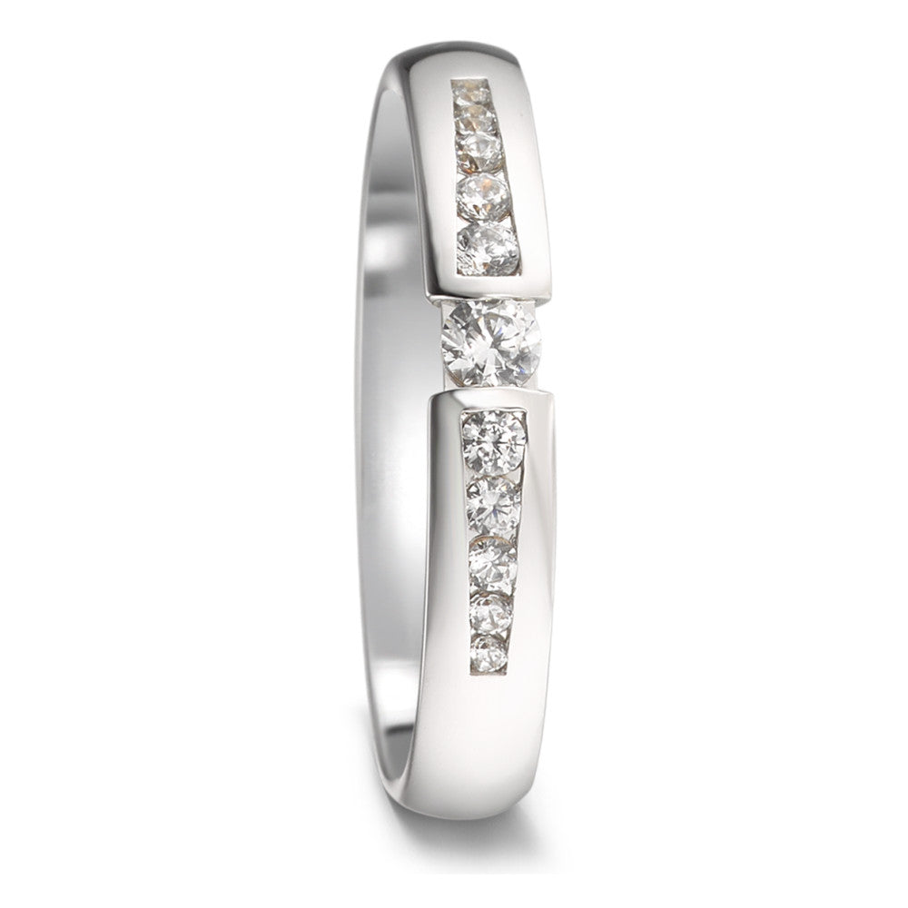 Wedding Ring 18k White Gold Diamond 0.25 ct, 11 Stones, w-si