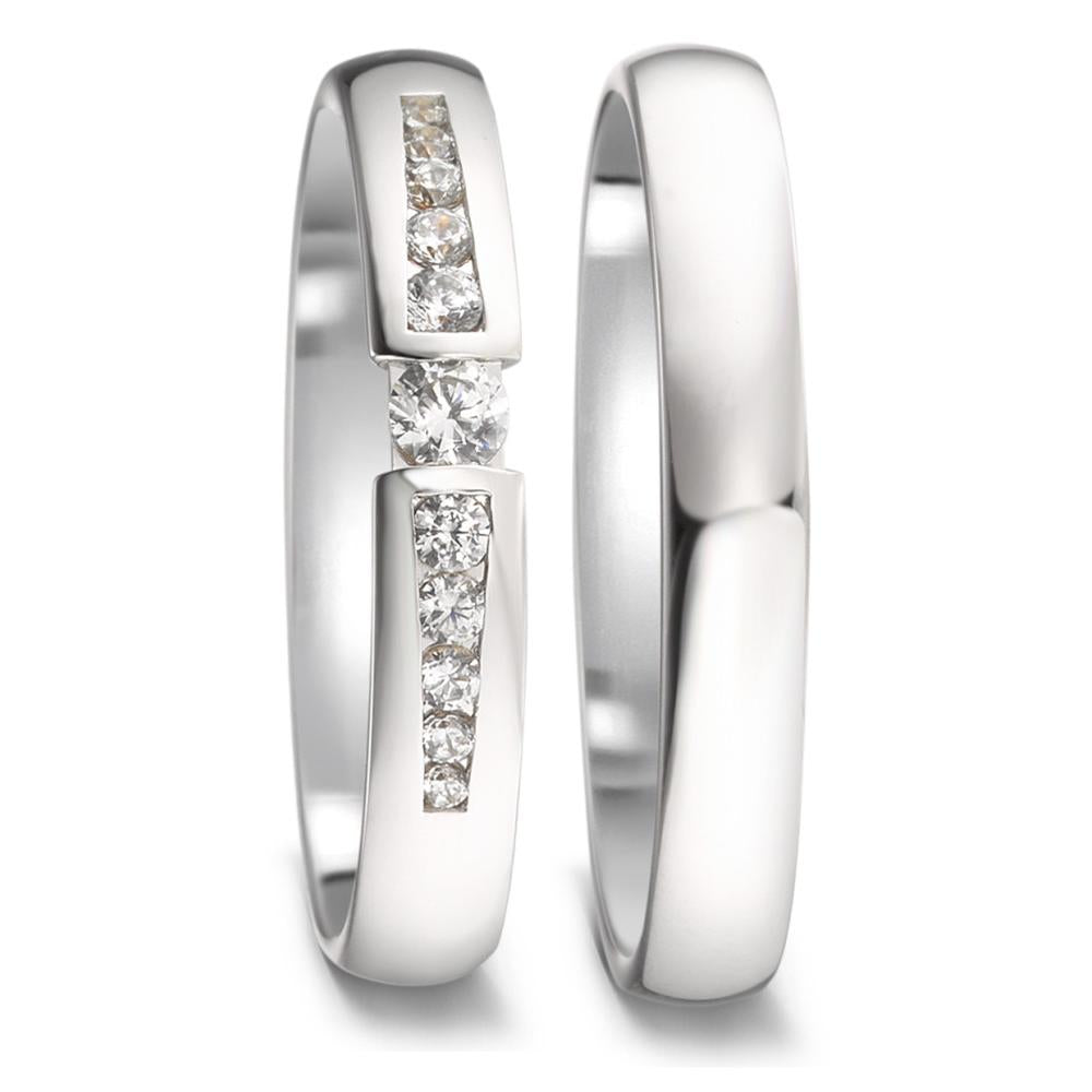 Wedding Ring 18k White Gold Diamond 0.25 ct, 11 Stones, w-si