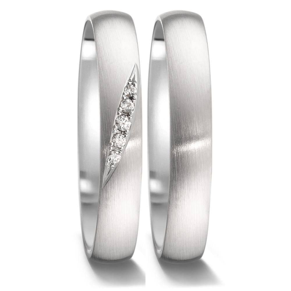 Wedding Ring 18k White Gold Diamond 0.036 ct, 5 Stones, tw-vsi