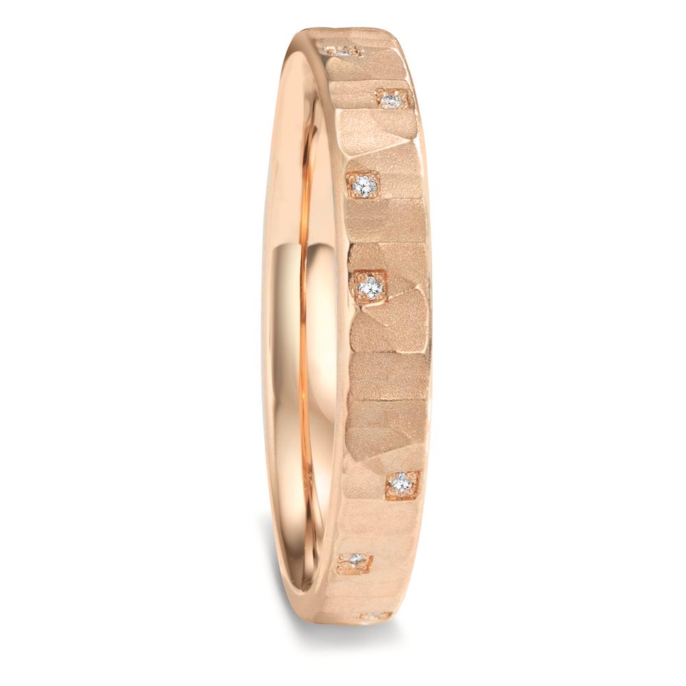 Wedding Ring 18k Rose Gold Diamond 0.026 ct, 13 Stones, w-vsi