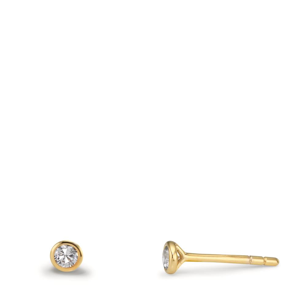 Stud earrings 9k Yellow Gold Zirconia 2 Stones Ø2.9 mm