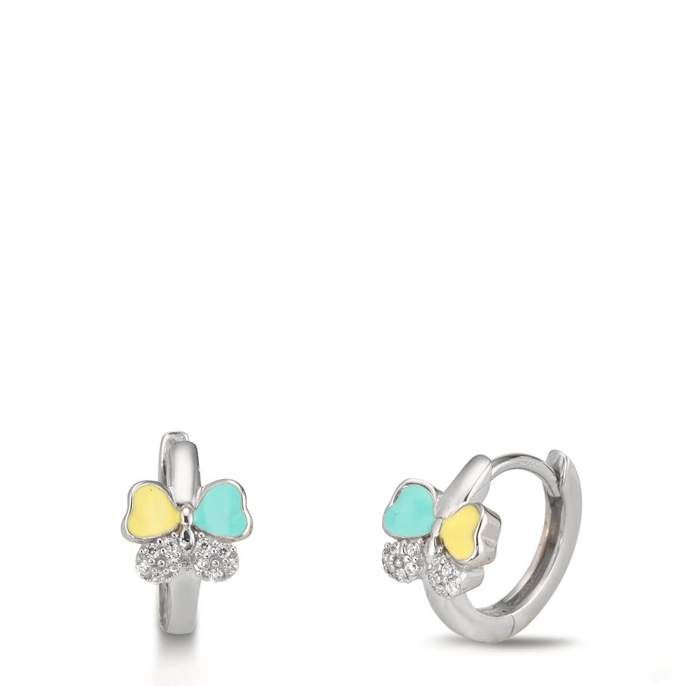 Hinged hoop Silver Zirconia 20 Stones Rhodium plated Butterfly