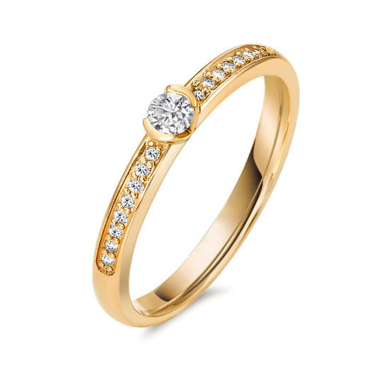 Solitaire ring 18k Yellow Gold Diamond 0.20 ct, 17 Stones, w-si