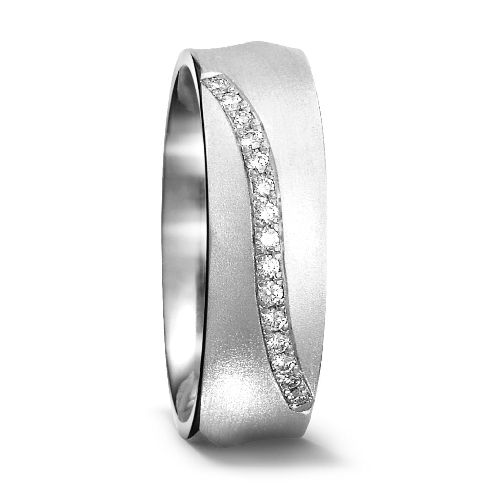 Wedding Ring 18k White Gold Diamond 0.075 ct, 15 Stones, tw-si
