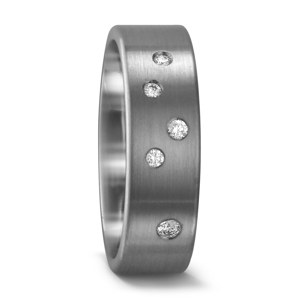 Wedding Ring Palladium 950 Diamond 0.065 ct, 5 Stones, tw-si