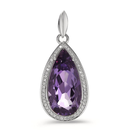 Pendant 18k White Gold Amethyst Violet, 52 Stones, brilliant, tw-vsi