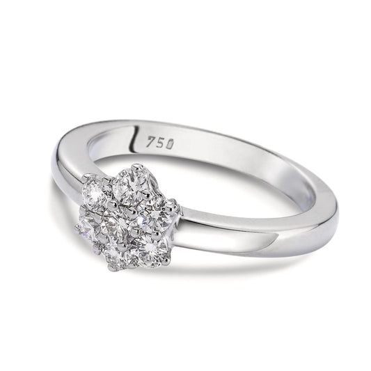 Solitaire ring 18k White Gold Diamond White, 0.50 ct, 7 Stones, brilliant, w-si