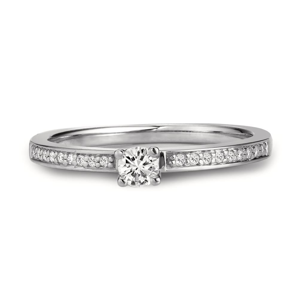 Solitaire ring 18k White Gold Diamond White, 0.20 ct, brilliant, w-si Ø3 mm