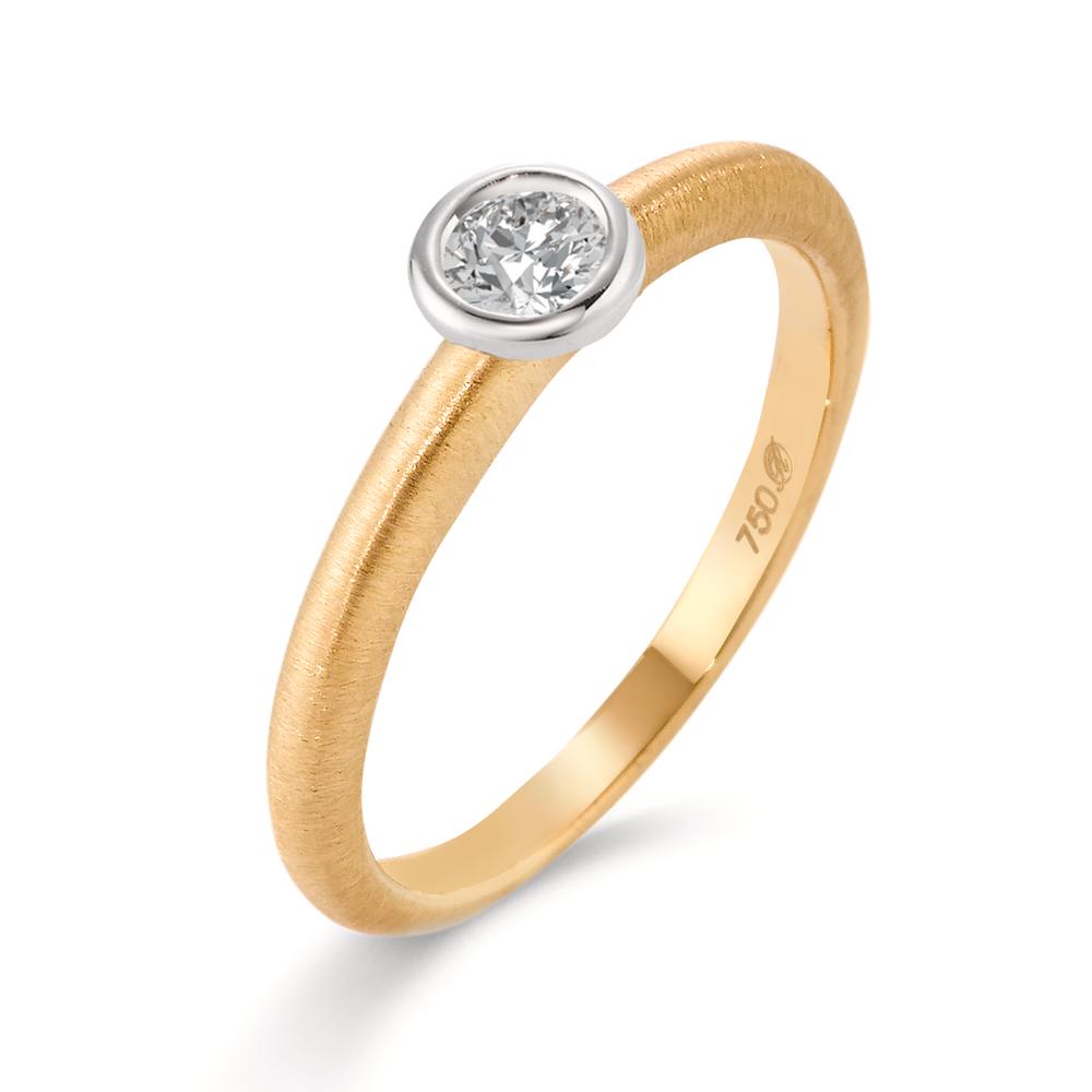 Solitaire ring 18k Yellow Gold, 18k White Gold Diamond 0.15 ct, w-si