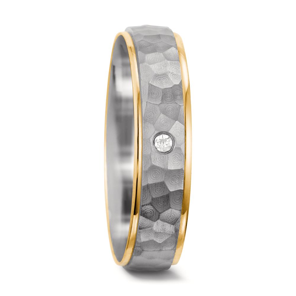 Wedding Ring 18k White Gold, 18k Yellow Gold Diamond 0.02 ct, tw-si