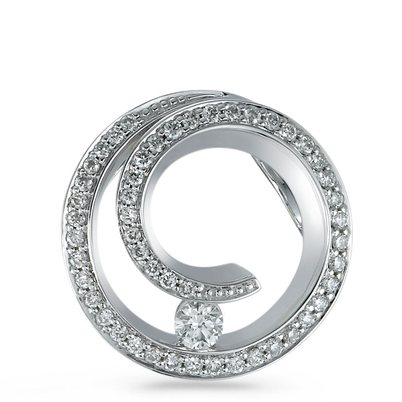 Pendant 18k White Gold Diamond 0.30 ct, 50 Stones, brilliant, w-si Ø16 mm