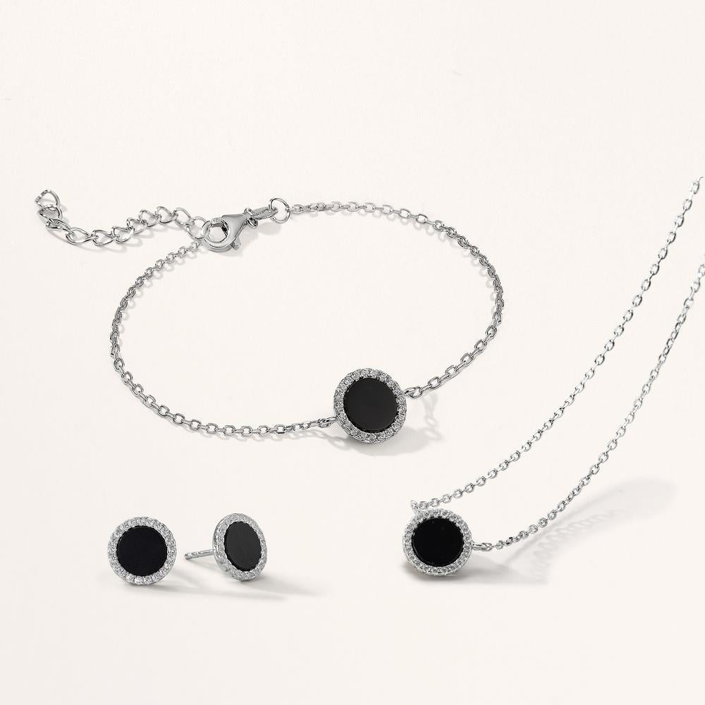Necklace Silver Onyx Rhodium plated 40-45 cm Ø10 mm