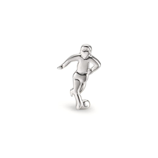 Single stud earring Silver Rhodium plated Football