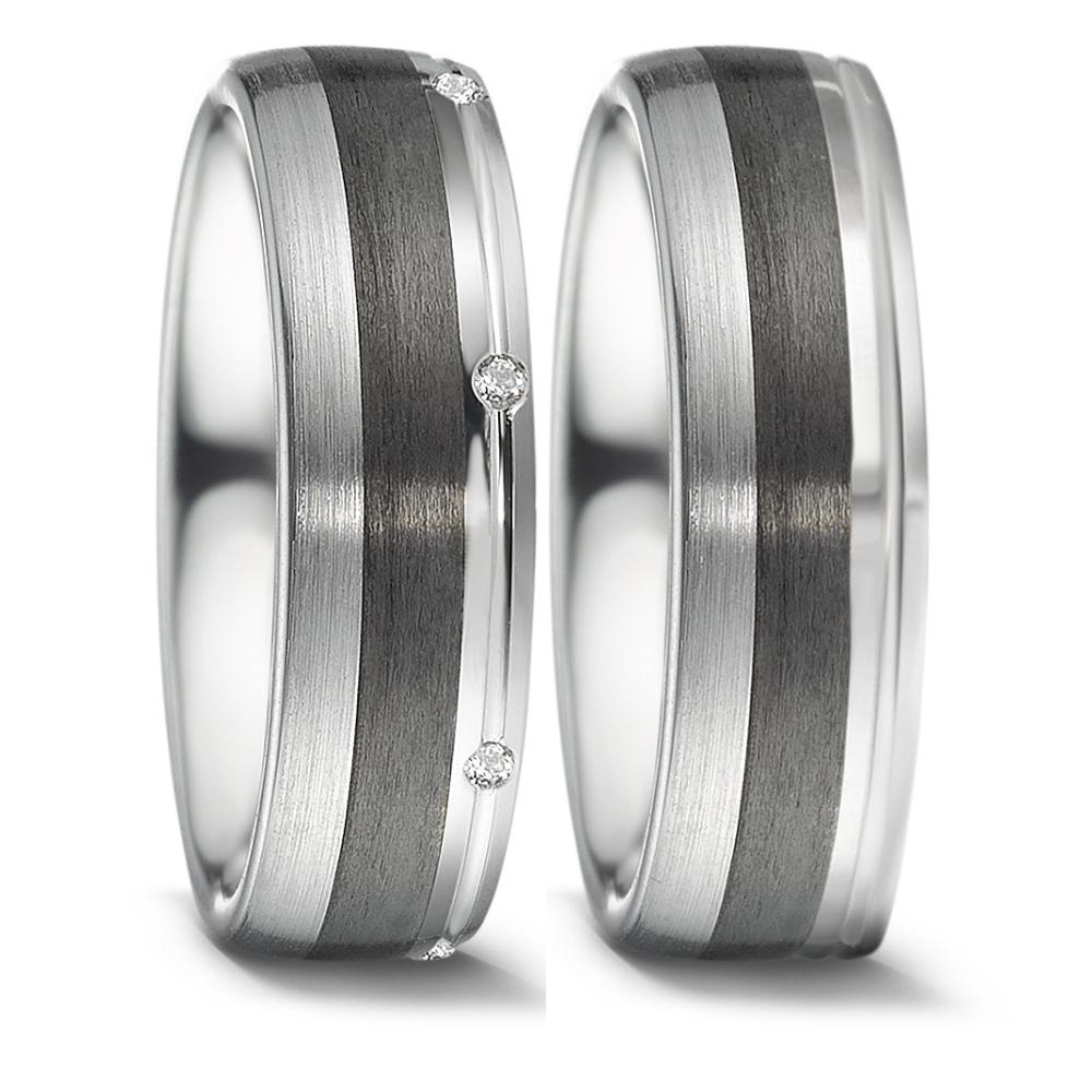 Wedding Ring 14k White Gold, Carbon
