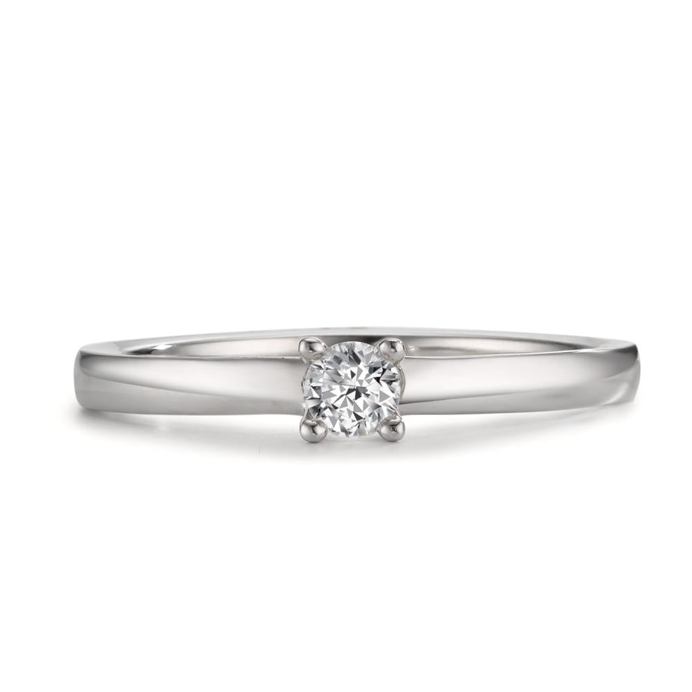 Solitaire ring Platinum 950 Diamond White, 0.15 ct, brilliant, w-si