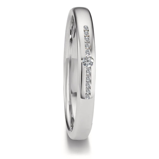 Wedding Ring 18k White Gold Diamond 0.08 ct, 11 Stones, tw-vsi