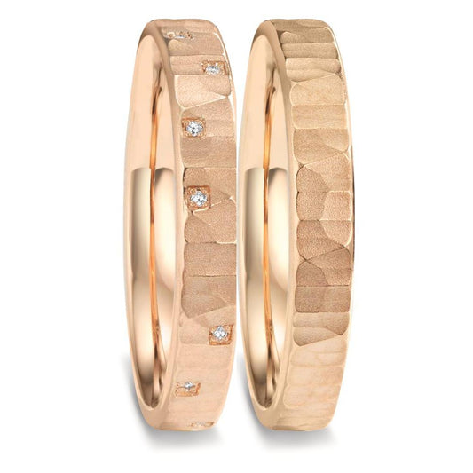 Wedding Ring 18k Rose Gold Diamond 0.026 ct, 13 Stones, w-vsi