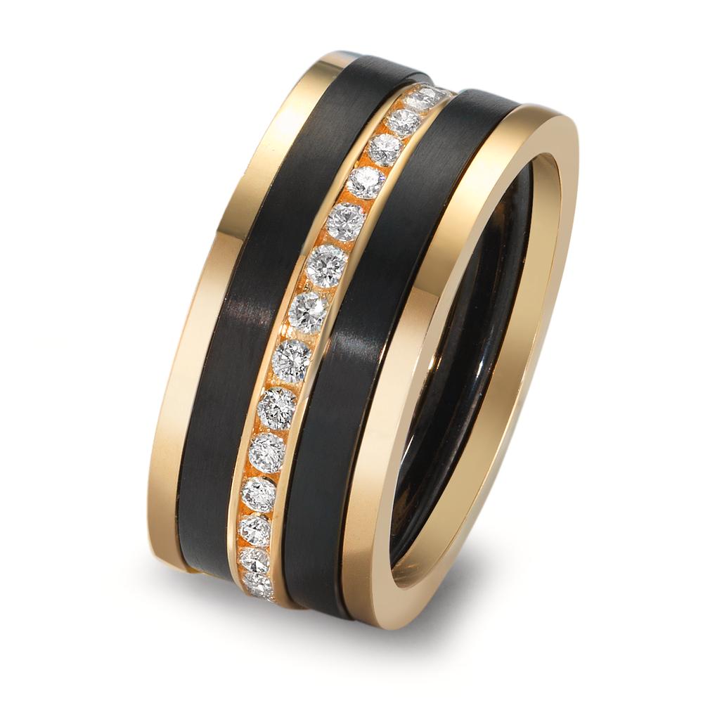 Ring set 18k Yellow Gold, Titanium Diamond 0.50 ct, w-si
