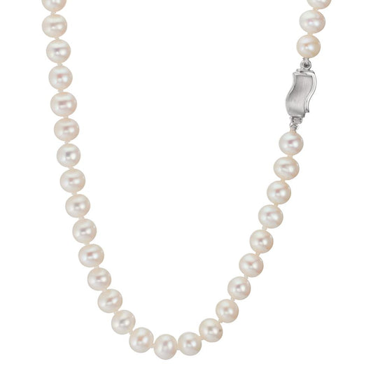 Necklace 18k White Gold Freshwater pearl, 6.5 mm 45 cm