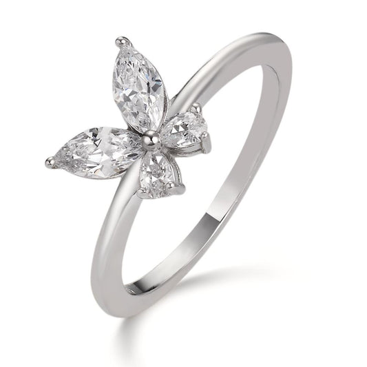 Ring Silver Zirconia Rhodium plated Butterfly Ø8.5 mm