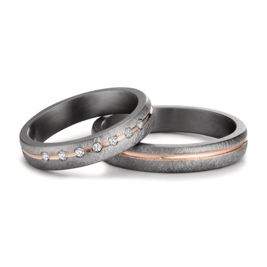 Wedding Ring Tantal 999, 14k Rose Gold Diamond 0.07 ct, 7 Stones, w-si