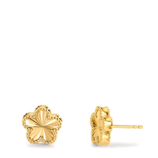 Stud earrings Silver Zirconia Yellow Gold plated Flower Ø10 mm