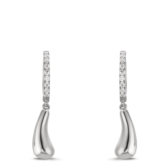 Hinged hoop Silver Zirconia 18 Stones Rhodium plated