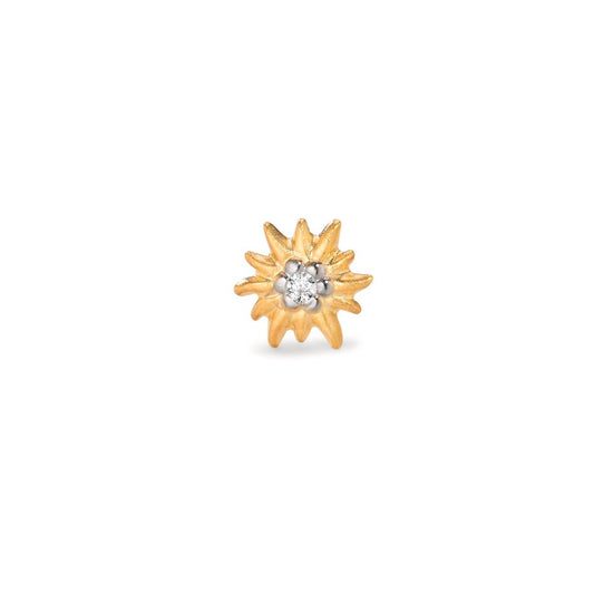 Single stud earring 9k Yellow Gold Bicolor Edelweiss Ø7 mm