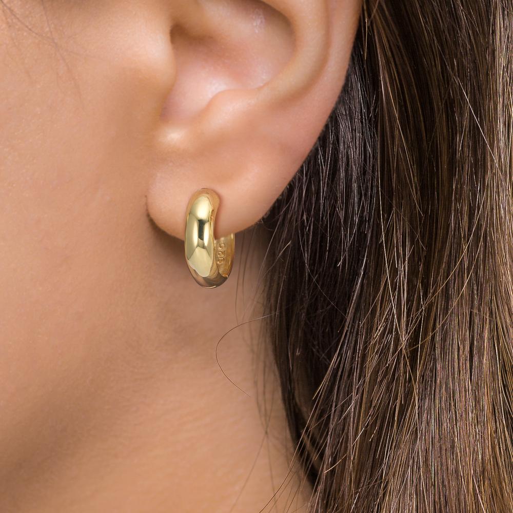 Hinged hoop Silver Yellow Gold plated