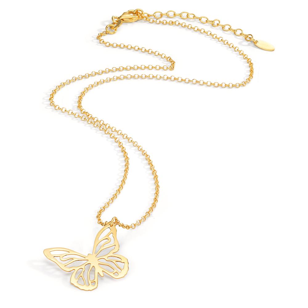 Necklace Silver Yellow Gold plated Butterfly 40-44 cm