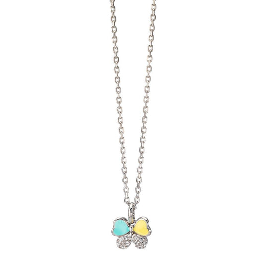 Necklace with pendant Silver Zirconia 10 Stones Rhodium plated Butterfly 36-38 cm