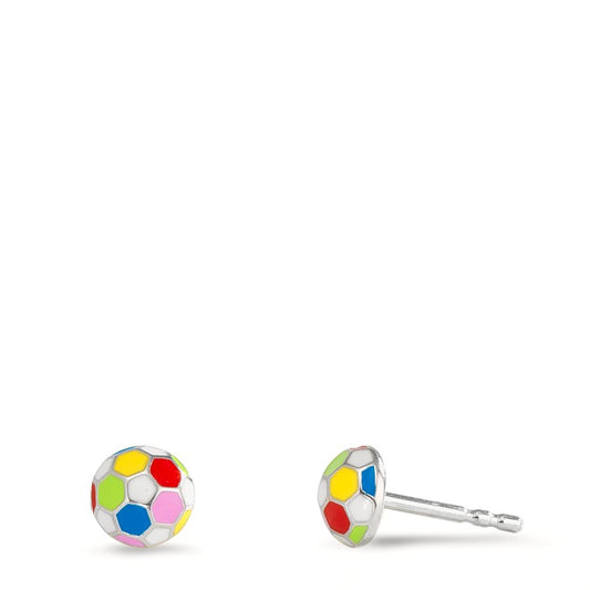 Stud earrings Silver Rhodium plated Football Ø6 mm