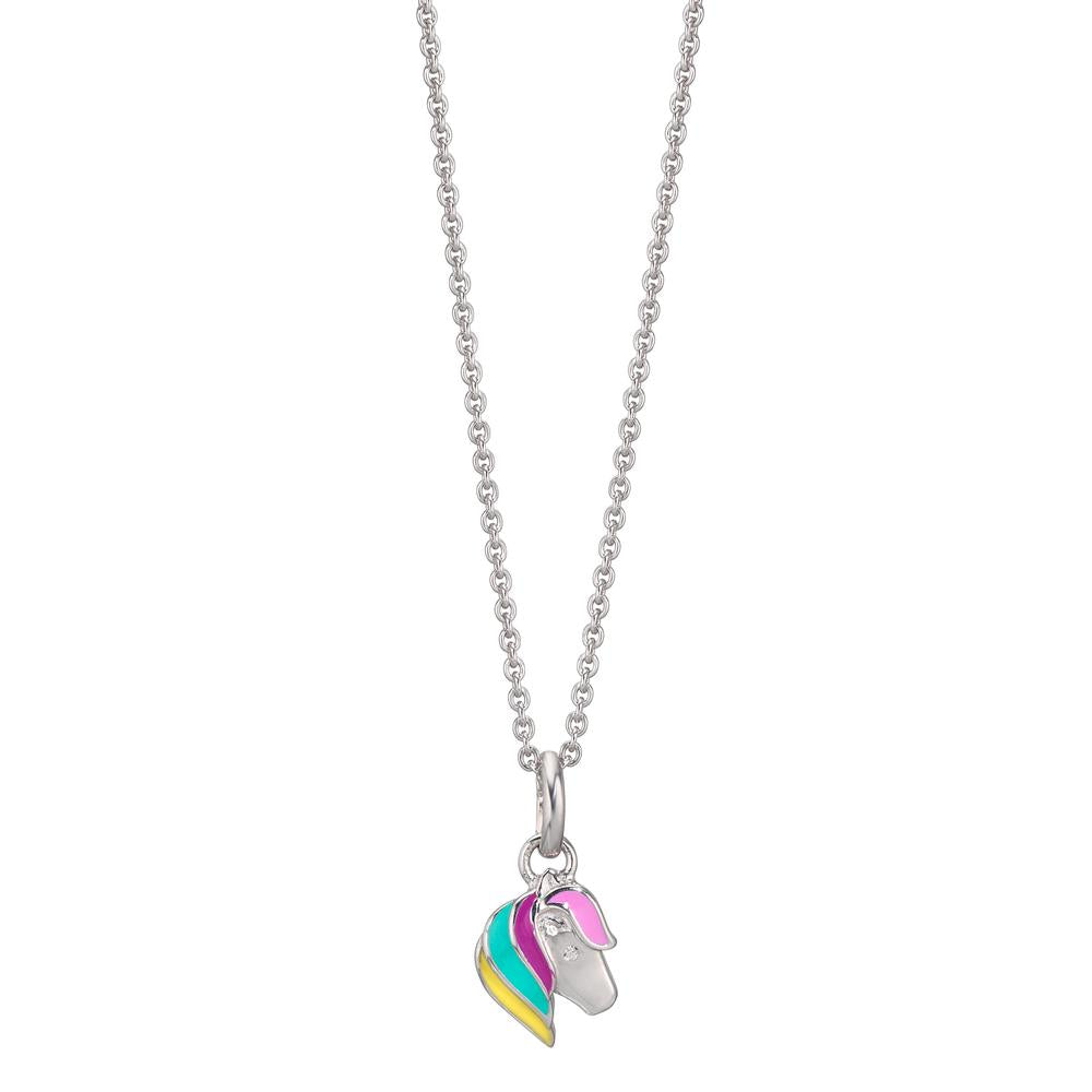 Necklace with pendant Silver Zirconia Rhodium plated Horse 36-38 cm
