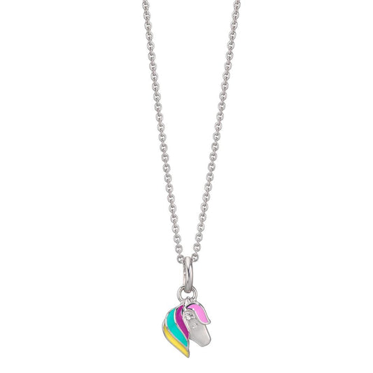 Necklace with pendant Silver Zirconia Rhodium plated Horse 36-38 cm