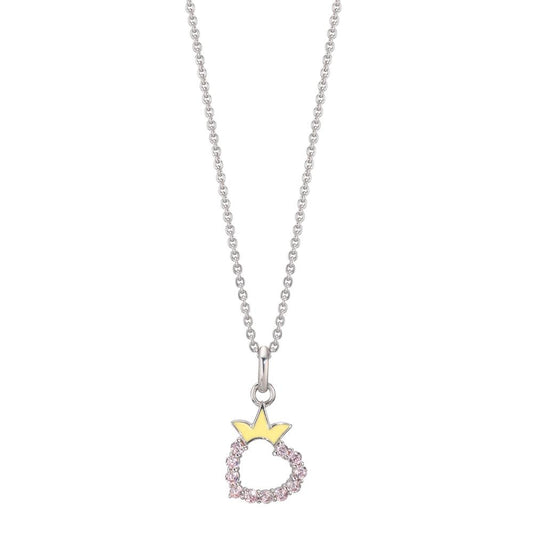 Necklace with pendant Silver Zirconia Rhodium plated Heart 36-38 cm