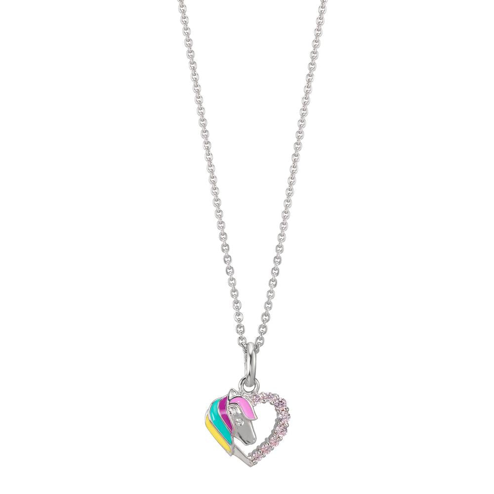 Necklace with pendant Silver Zirconia Rose Rhodium plated Horse 36-38 cm