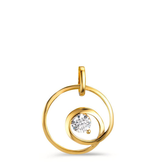 Pendant Silver Zirconia Gold plated Ø14.5 mm