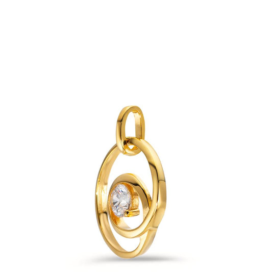 Pendant Silver Zirconia Gold plated Ø14.5 mm